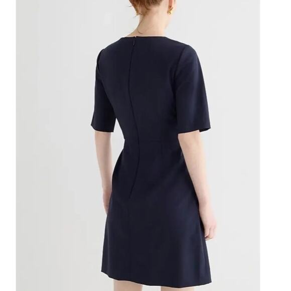 J. CREW Short Sleeve Mini Bi-Stretch Wool Dress Navy Blue Women's 6 Small - Picture 3 of 10